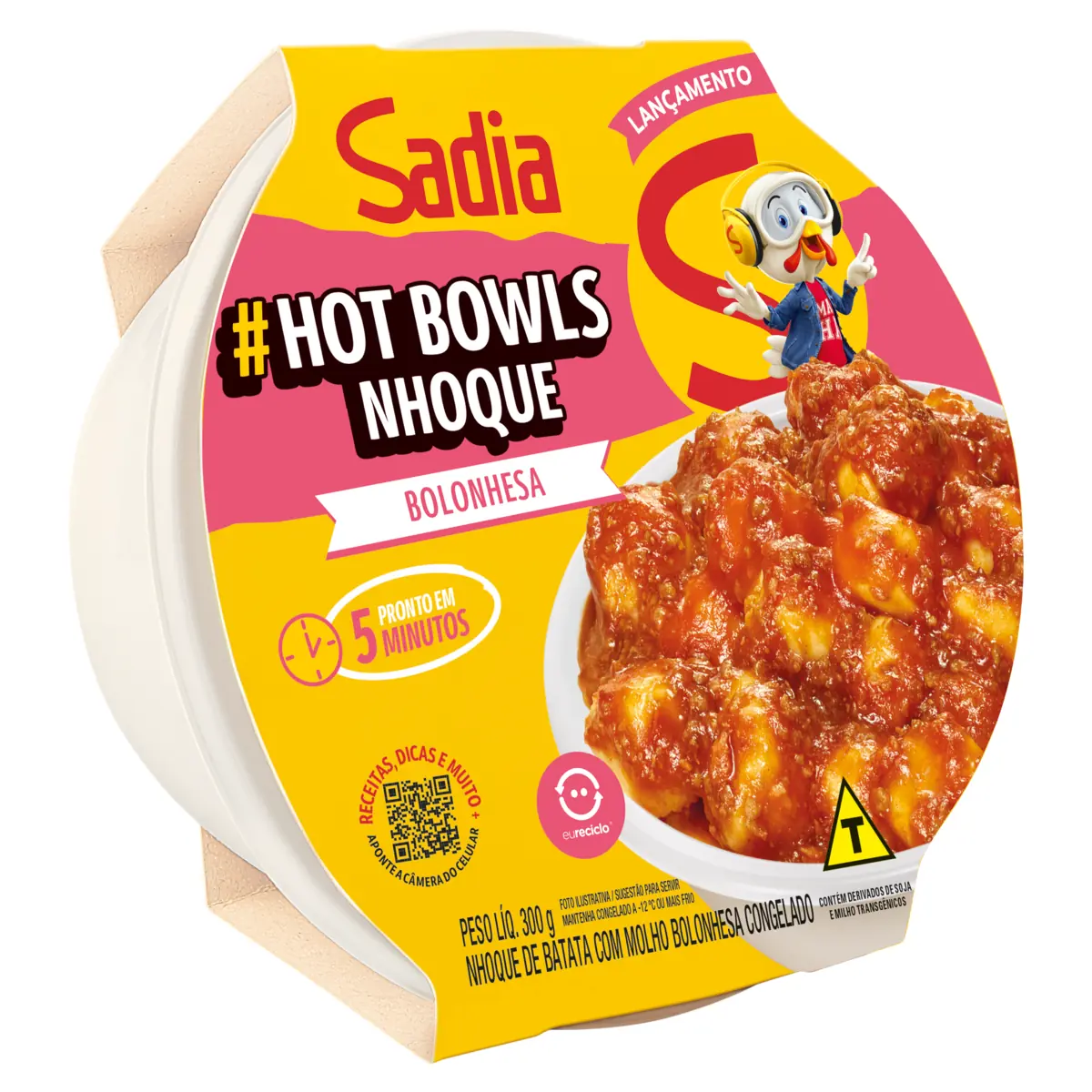 Prato Pto Sadia Hot Bowls Nhoque Molho Bolonhesa 300g