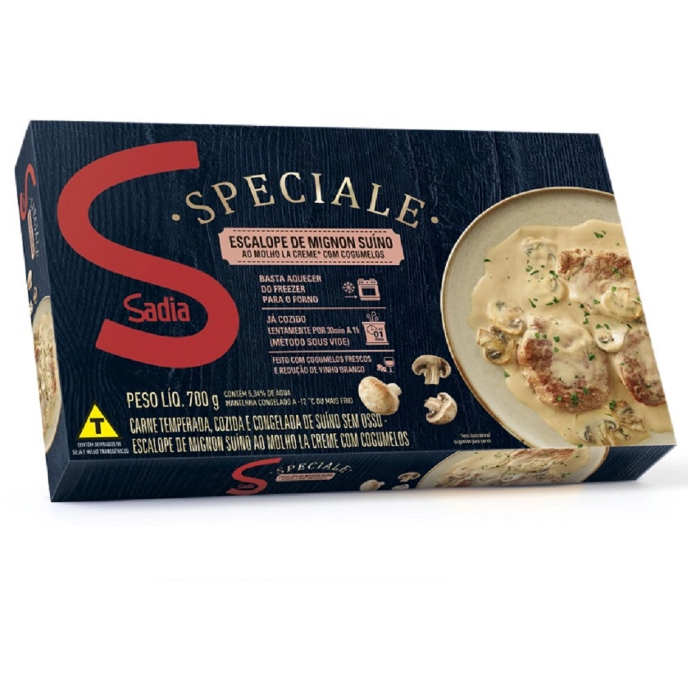 Escalope De Mignon Suíno Ao Molho La Creme Com Cogumelos Sadia Speciale Caixa 700g