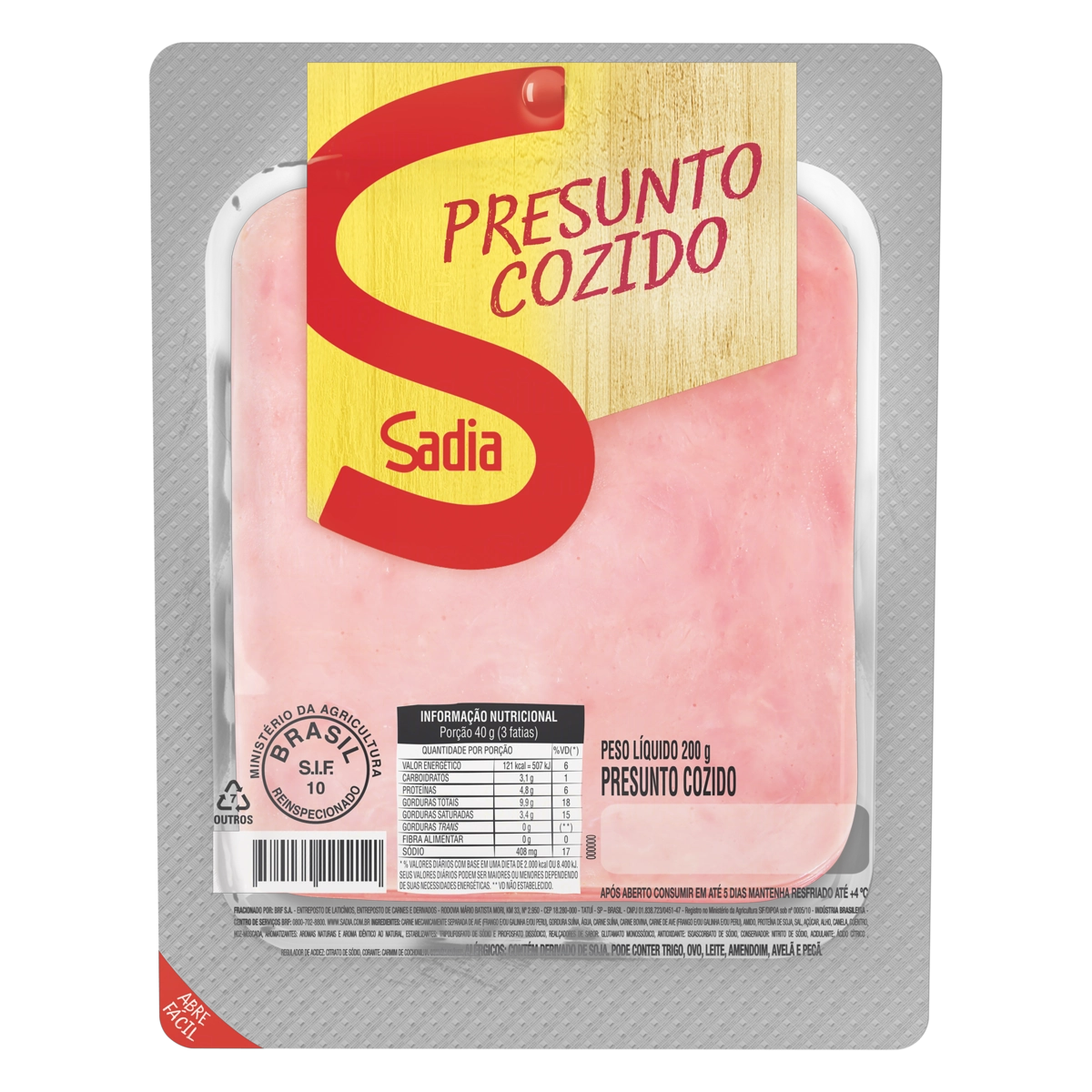 Presunto Cozido Fatiado Sadia 200g