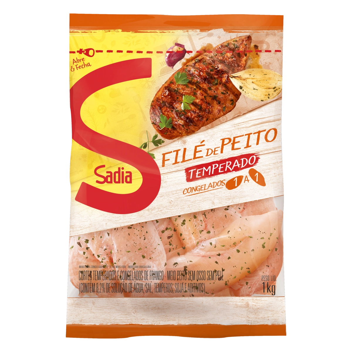 Filé De Peito De Frango Congelado Temperado Sadia 1kg