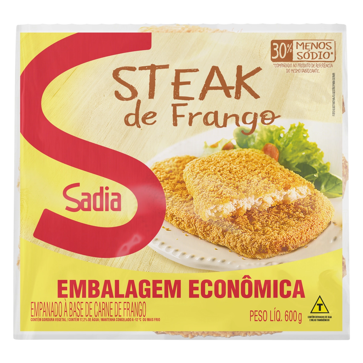 Empanado De Frango Steak Sadia Pacote 600g Embalagem Econômica