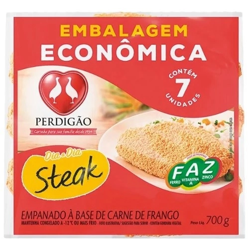 Empanado De Frango Steak Perdigão Dia A Dia Pacote 700g 7 Unidades Embalagem Econômica