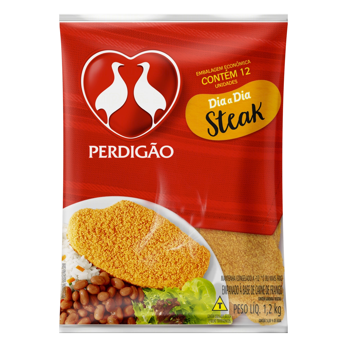 Empanado De Frango Steak Perdigão Dia A Dia Pacote 1,2kg 12 Unidades Embalagem Econômica