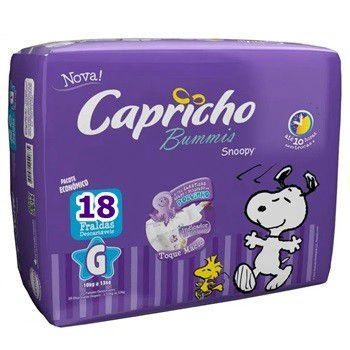 Fralda Descartavel Capricho Snoopy G Com 18 Unidades