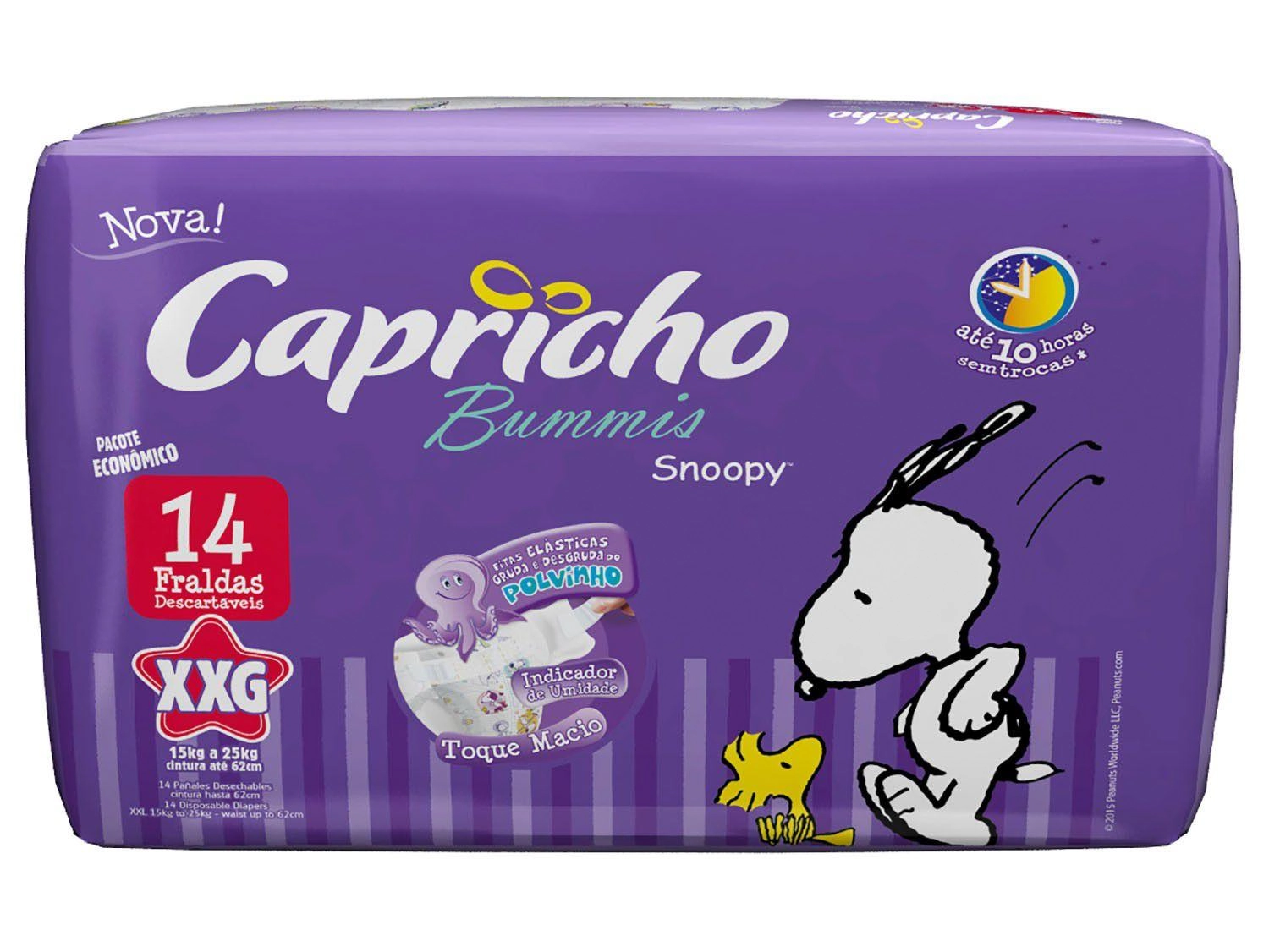 Fralda Descartavel Capricho Snoopy Extra G Com 14 Unidades