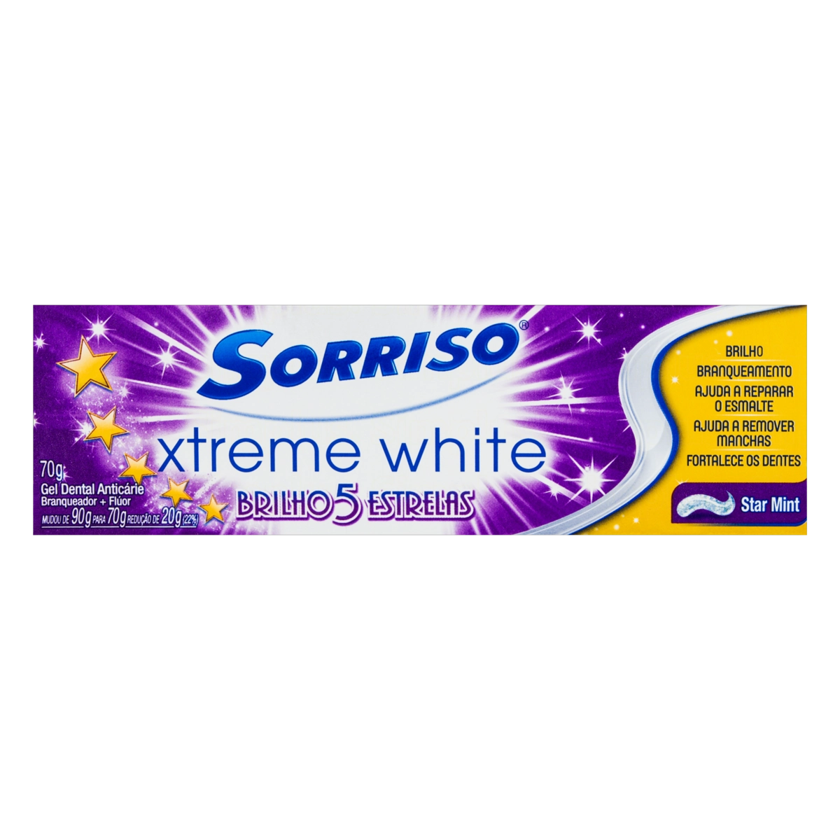 Creme Dental Gel Sorriso 90g Xtreme White Brilho 5 Estrelas Unit