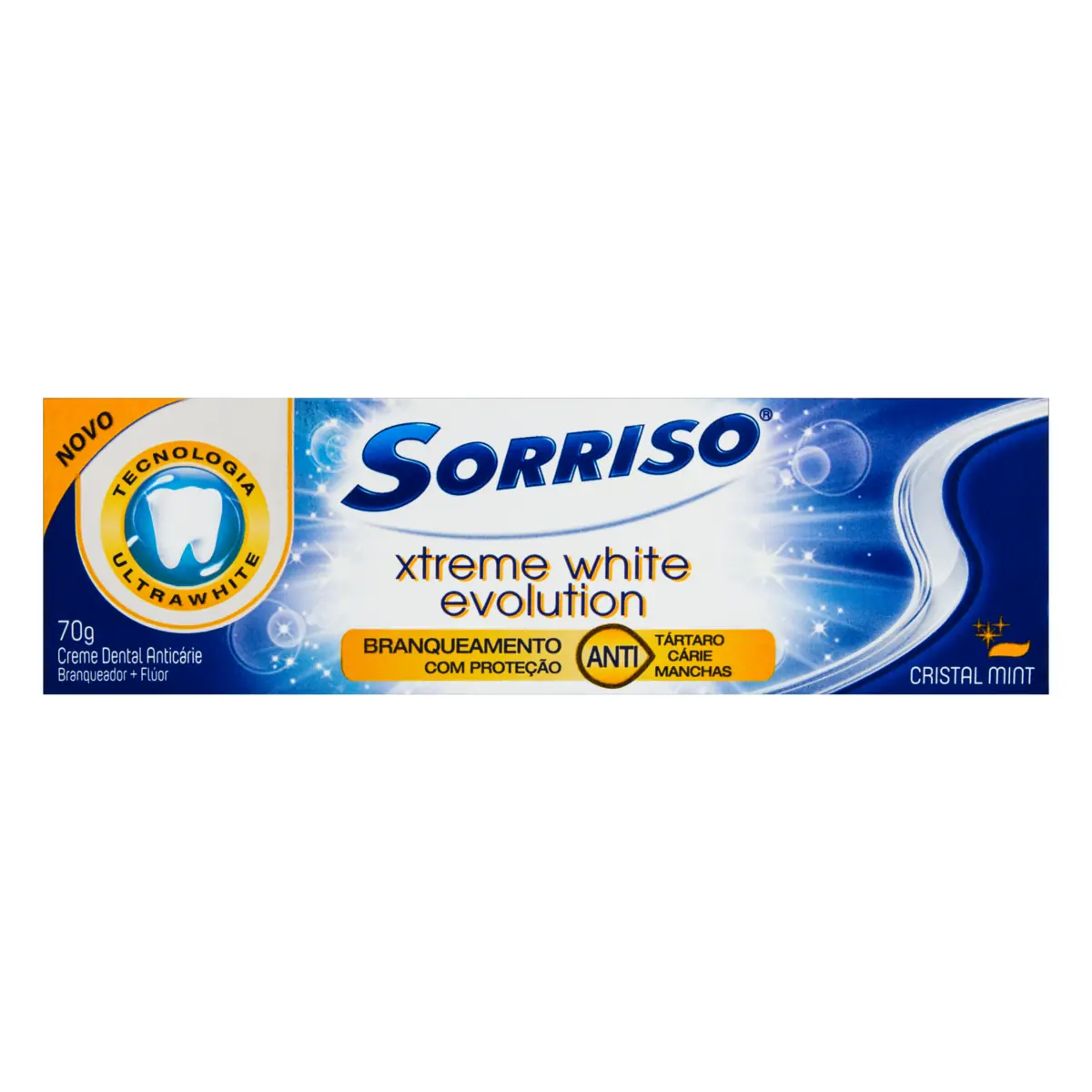 Creme Dental Branqueador Cristal Mint Sorriso Xtreme White Evolution Caixa 70g