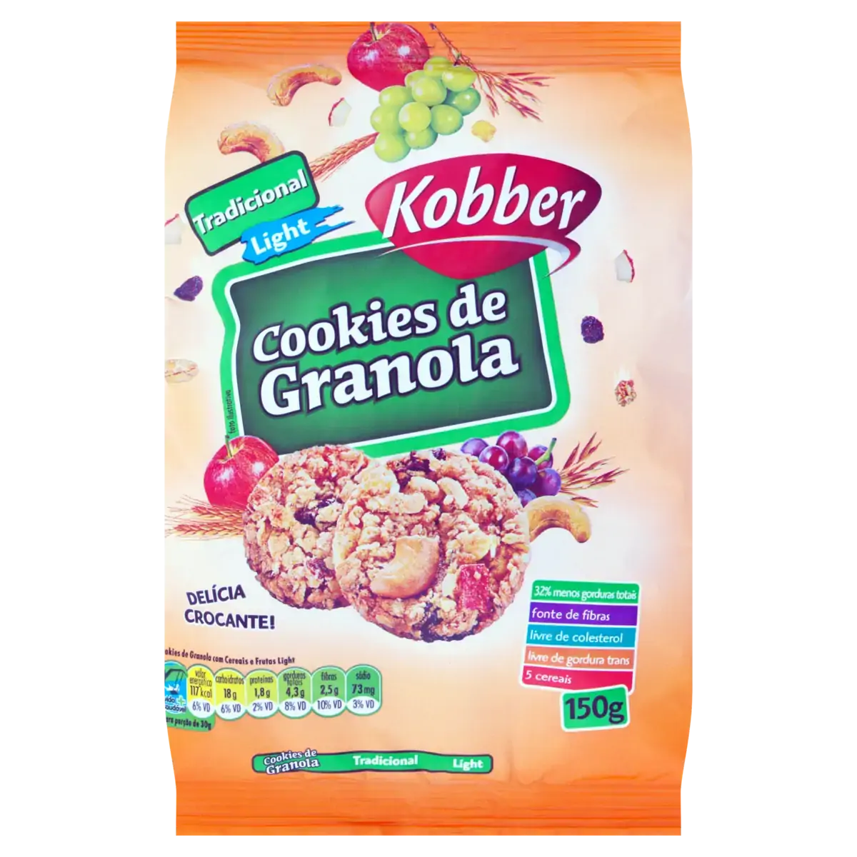 Biscoito Cookie Granola Tradicional Light Kobber Pacote 150g