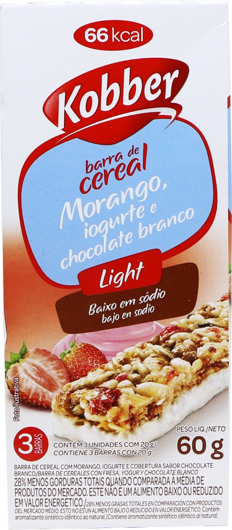 Cereal Barra Kobber C/3 60g Mor/iog/choc Branc