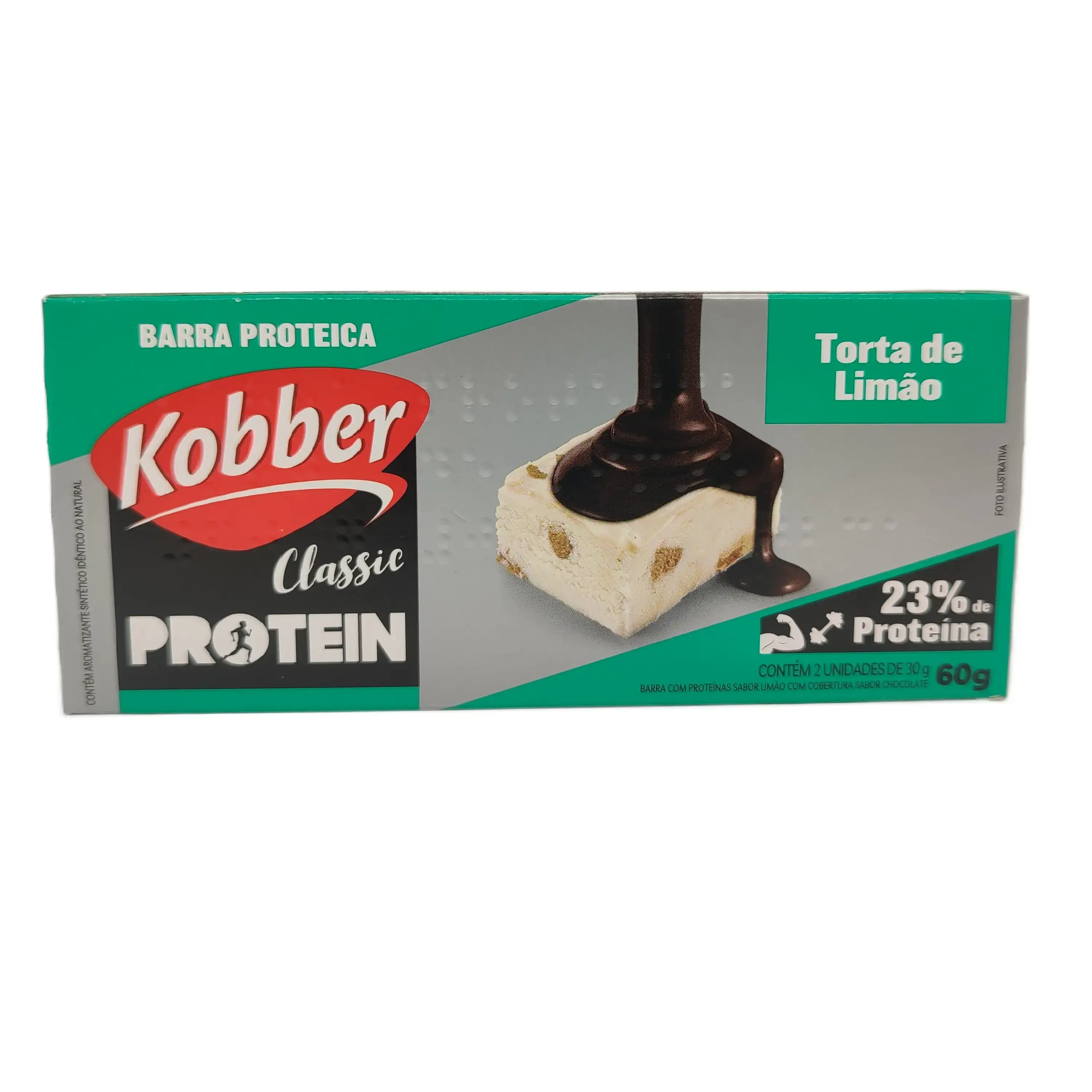 Pack Barra De Proteína Torta De Limão Cobertura Chocolate Kobber Classic Protein Caixa 60g 2 Unidade
