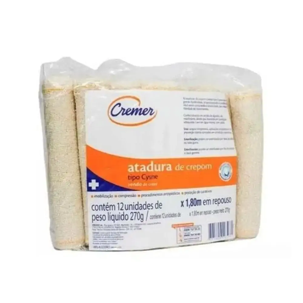 Atadura de Crepom Tipo Cysne 15cm X 1,80m Pacote 12 unidades - Cremer