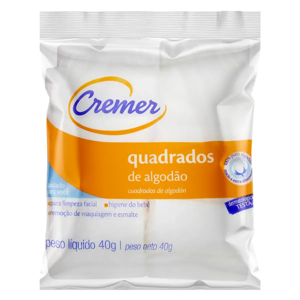Algodão Quadrado Cremer Pacote 40g