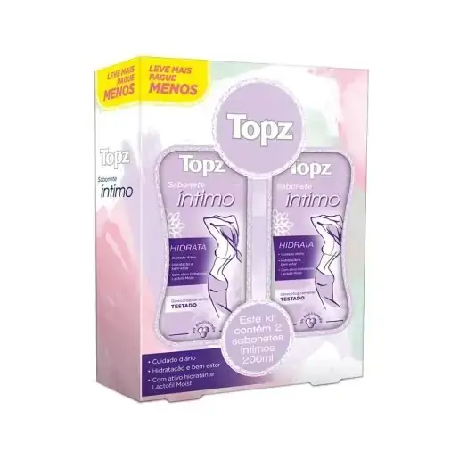 Pack Sabonete Líquido íntimo Topz 2 Unidades 200ml Cada Leve Mais Pague Menos