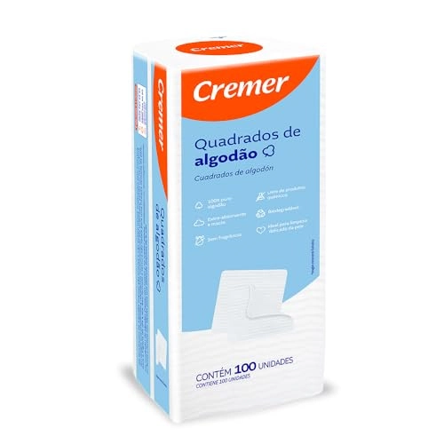 Algodão Quadrado Sem Perfume Cremer Pacote 100 Unidades
