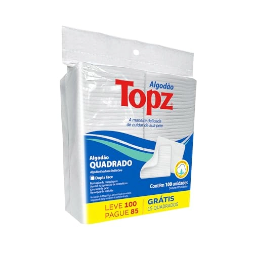 Algodão Quadrado Dupla Face Topz Pacote Leve 100 Pague 85 Unidades