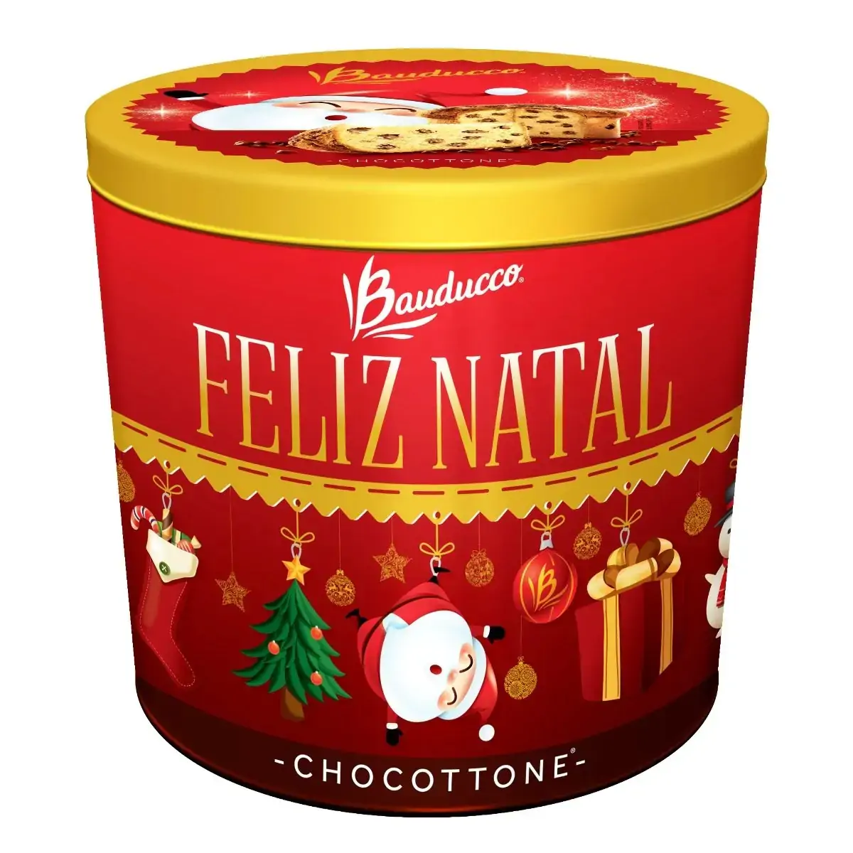 Panettone Com Gotas De Chocolate Ao Leite Bauducco Chocottone Lata 750g