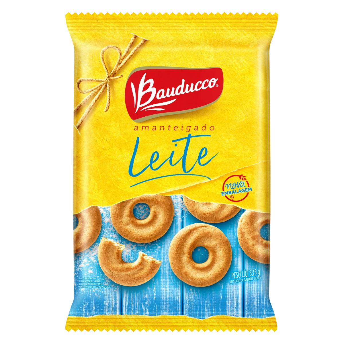 Biscoito Amanteigado Leite Bauducco Pacote 335g Embalagem Econômica