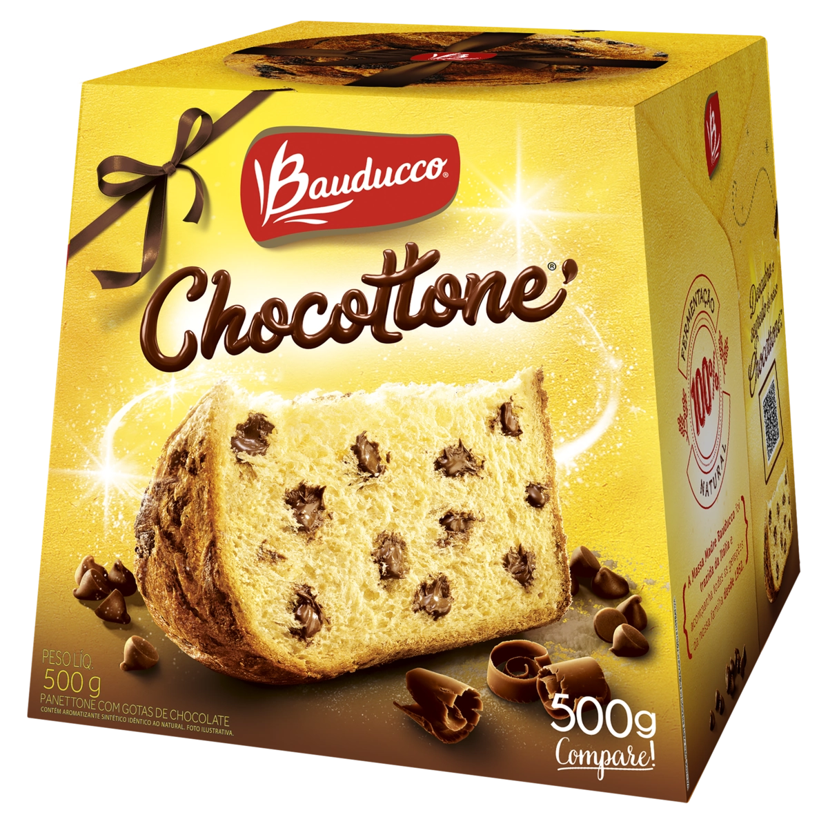 Panettone Com Gotas De Chocolate Bauducco Chocottone Caixa 500g