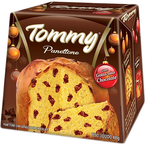 Panettone Com Gotas De Chocolate Tommy Caixa 400g