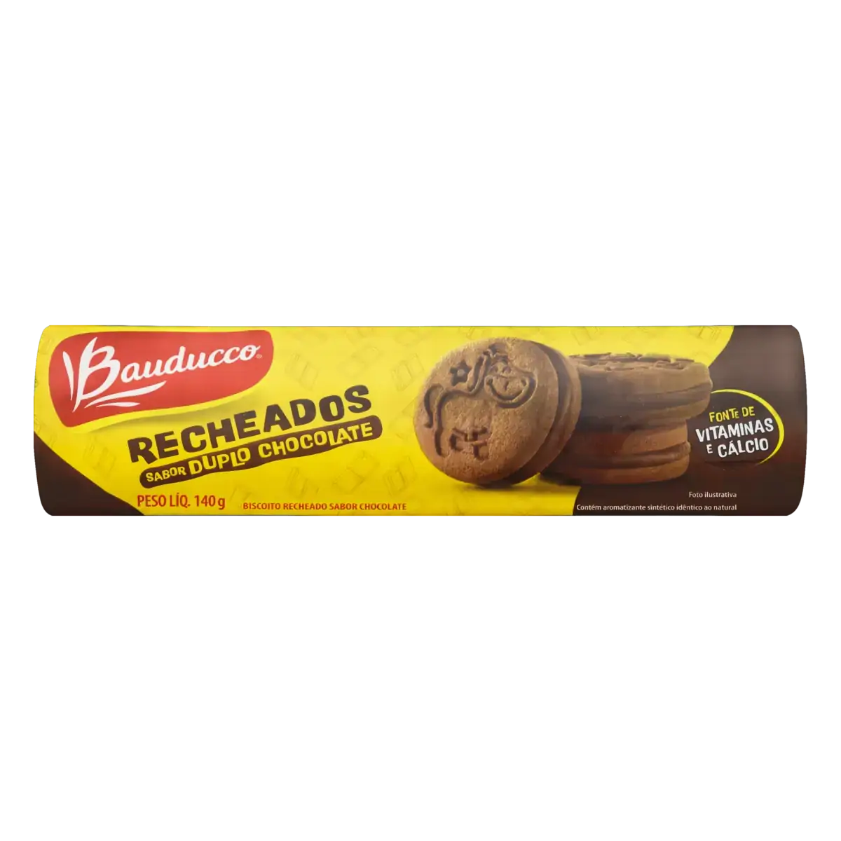 Biscoito Recheio Duplo Chocolate Bauducco Pacote 140g