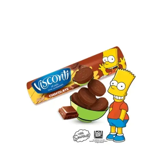 Biscoito Chocolate Recheio Chocolate Visconti Pacote 125g