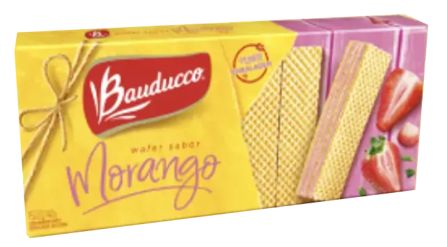 Biscoito Wafer Recheio Morango Bauducco Pacote 140g
