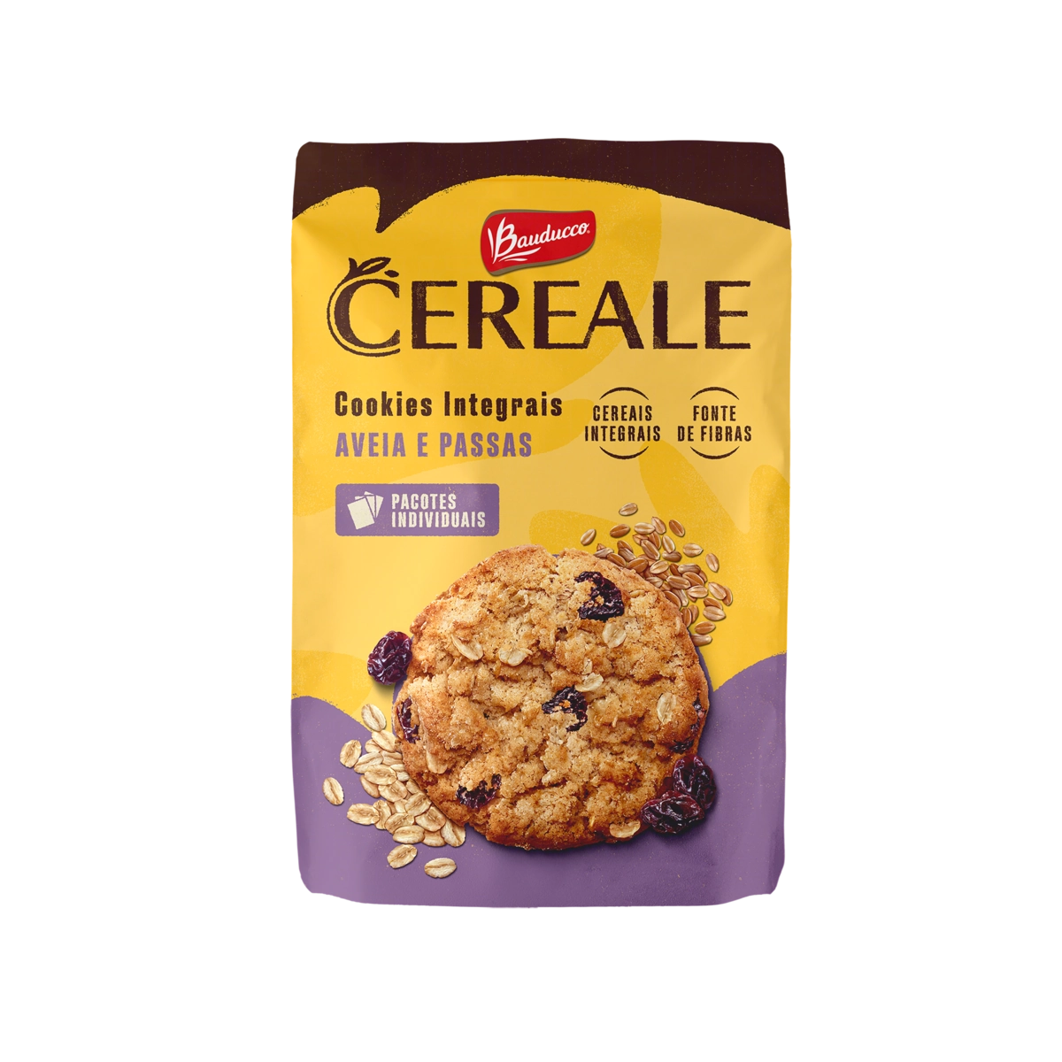 Biscoito Cookie Integral Aveia E Passas Bauducco Cereale Pacote 140g