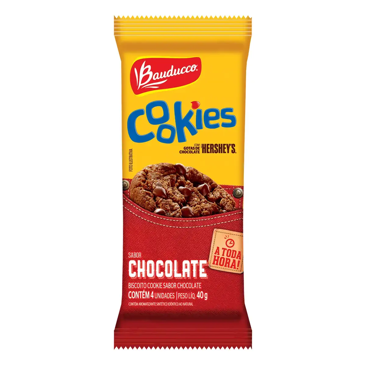 Biscoito Cookie Chocolate Com Gotas De Chocolate Hersheys Bauducco Pacote 40g