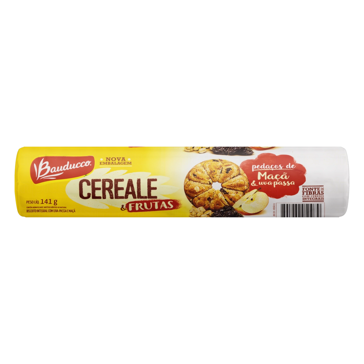Biscoito Integral Maçã E Uva Passa Bauducco Cereale Pacote 141g
