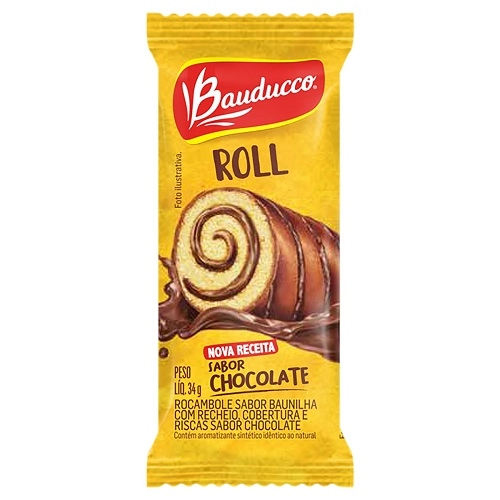 Rocambole Baunilha Recheio E Cobertura Chocolate Bauducco Roll Pacote 34g