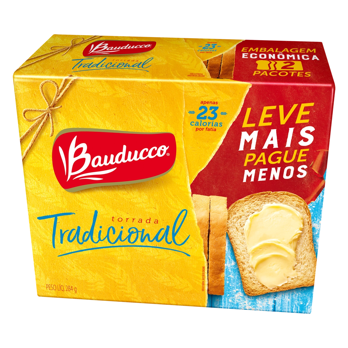 Torrada Tradicional Bauducco Pacote 284g 2 Unidades Embalagem Econômica Leve Mais Pague Menos