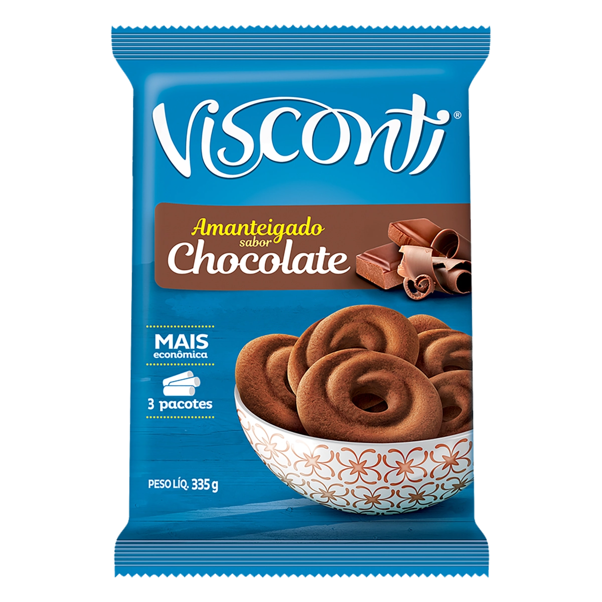 Biscoito Amanteigado Chocolate Visconti Pacote 335g