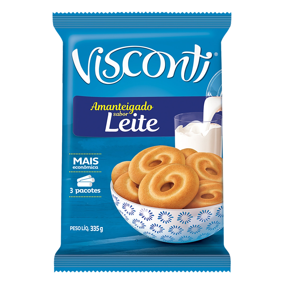 Biscoito Amanteigado Leite Visconti Pacote 335g