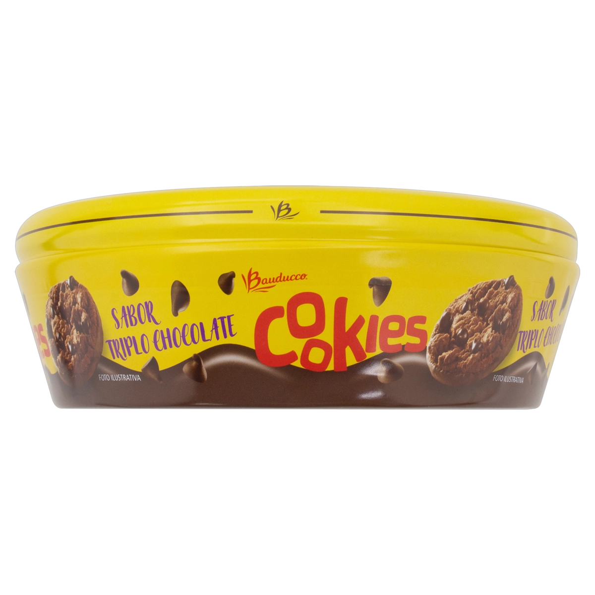 Biscoito Cookie Triplo Chocolate Bauducco Lata 132g