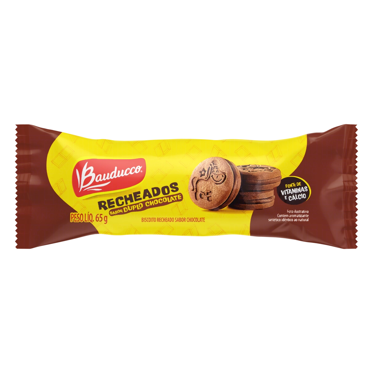 Biscoito Recheio Duplo Chocolate Bauducco Pacote 65g