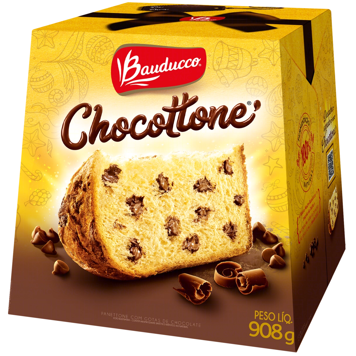 Panettone Com Gotas De Chocolate Bauducco Chocottone Caixa 908g