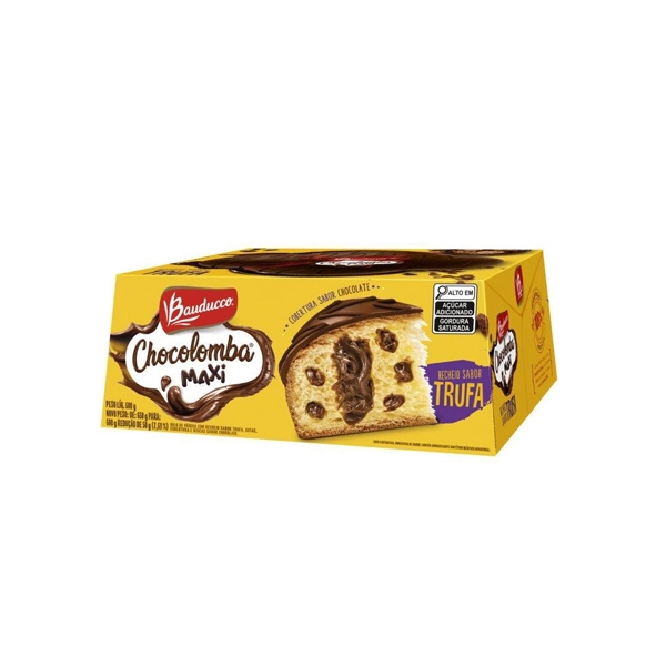 Bolo De Páscoa Recheio Trufa Cobertura Chocolate Bauducco Chocolomba Maxi Caixa 650g