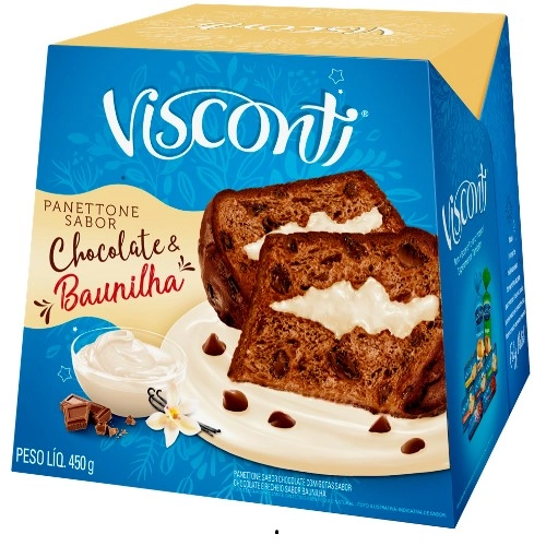 Panettone Chocolate Recheio Baunilha Visconti Caixa 450g
