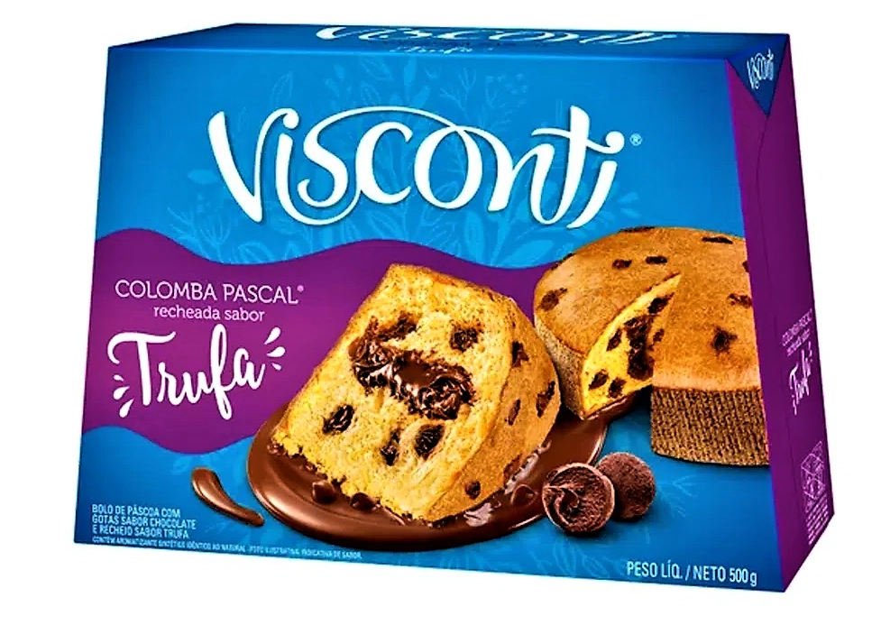 Bolo De Páscoa Com Gotas De Chocolate Recheio Trufa Visconti Colomba Pascal Caixa 450g