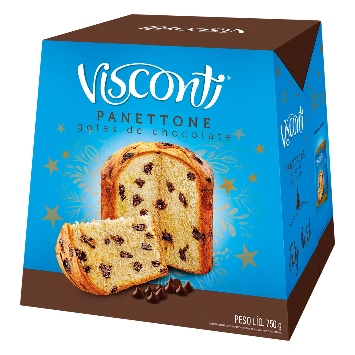 Panettone Com Gotas De Chocolate Visconti Caixa 750g
