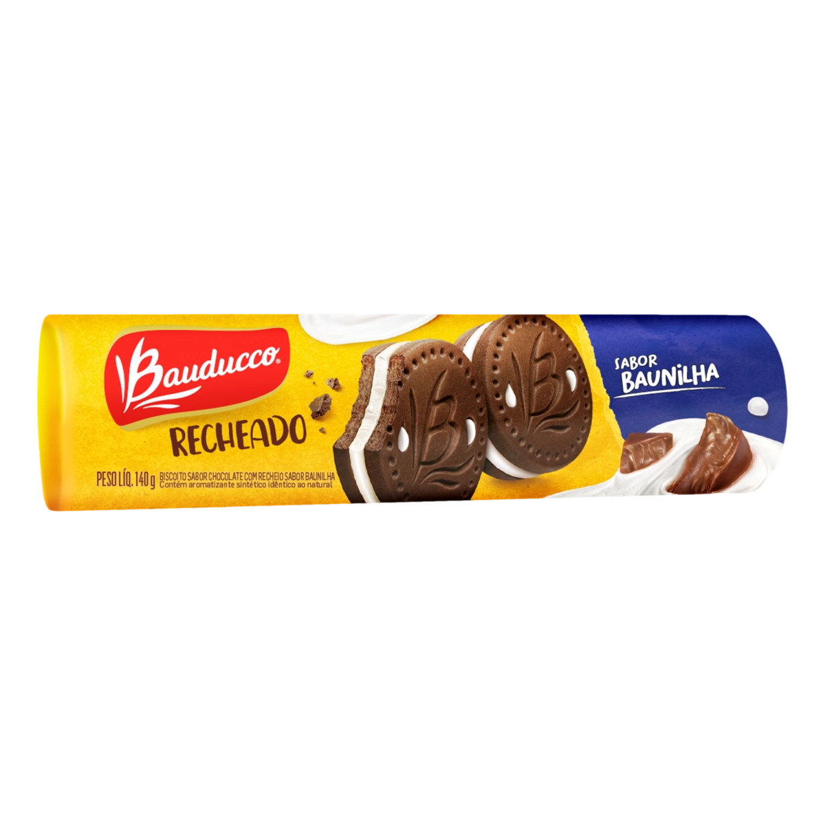Biscoito Chocolate Recheio Baunilha Bauducco Pacote 140g