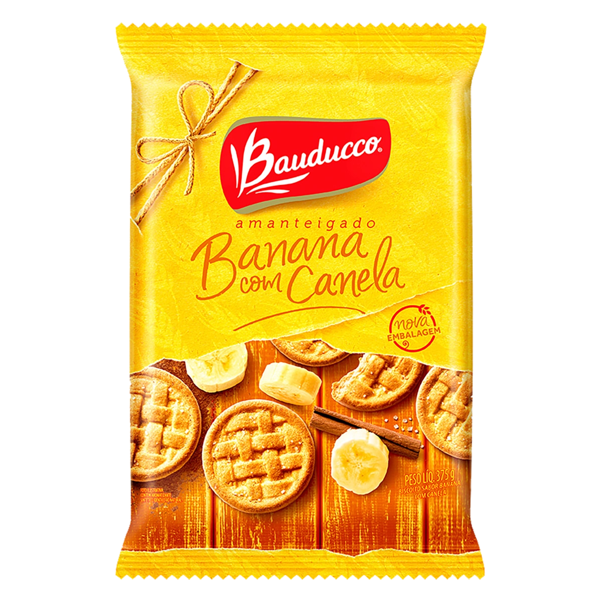 Biscoito Banana Com Canela Bauducco Pacote 375g