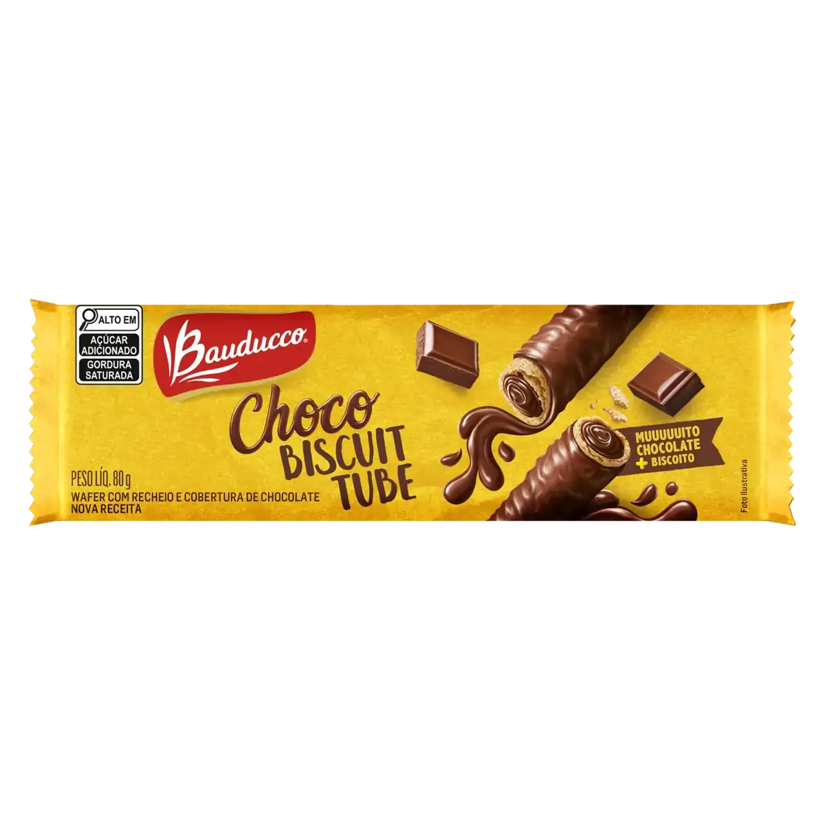 Wafer Bauducco Choco Biscuit Tube Pacote 80g