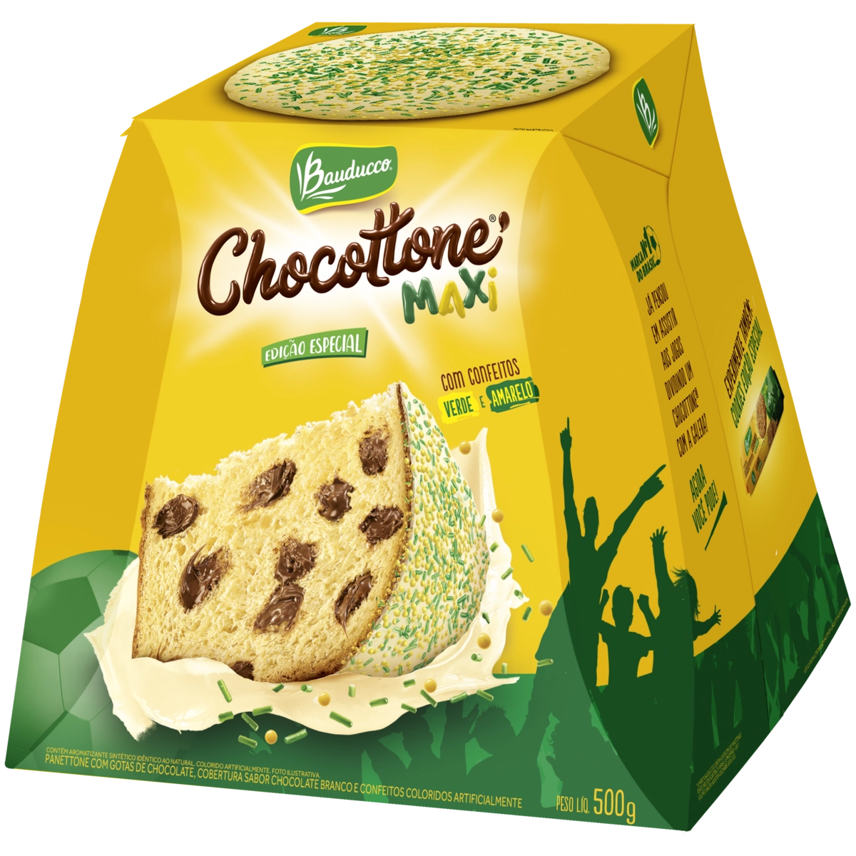 Panettone Com Gotas De Chocolate Cobertura Chocolate Branco E Confeito Bauducco Chocottone Maxi Caix