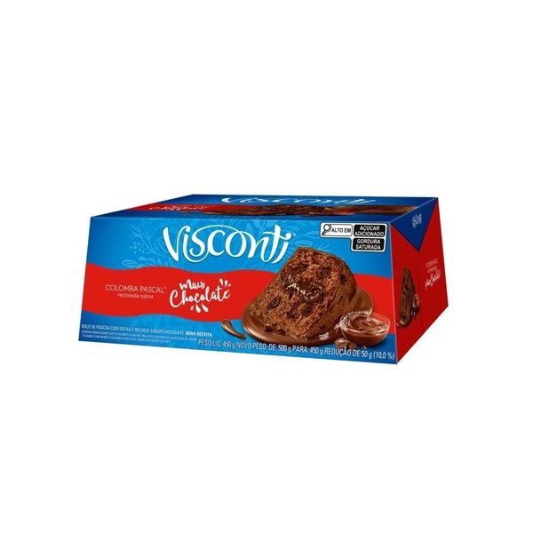 Bolo De Páscoa Com Gotas De Chocolate Recheio Mais Chocolate Visconti Colomba Pascal Caixa 450g