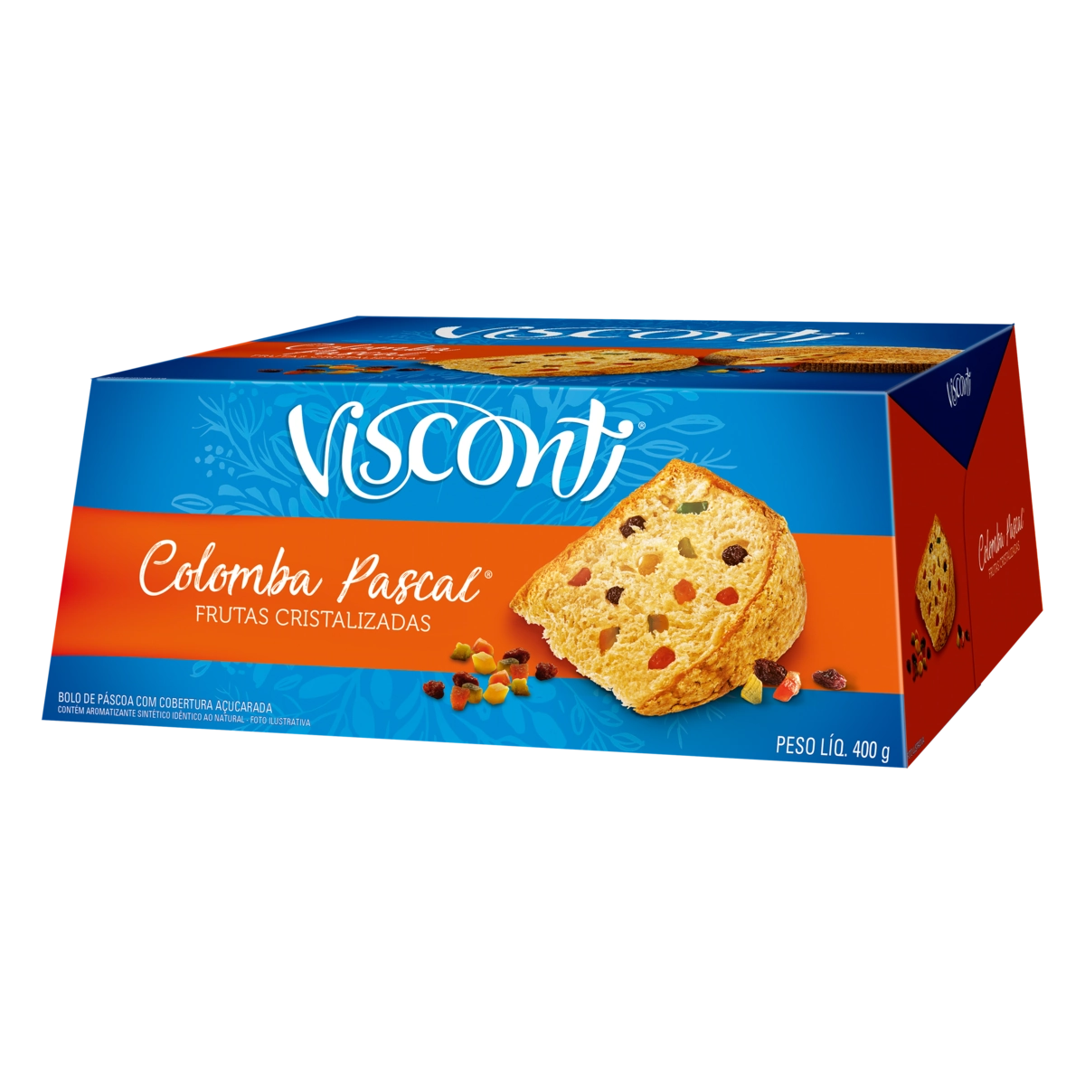 Bolo De Páscoa Com Frutas Cristalizadas Cobertura Açucarada Visconti Colomba Caixa 360g