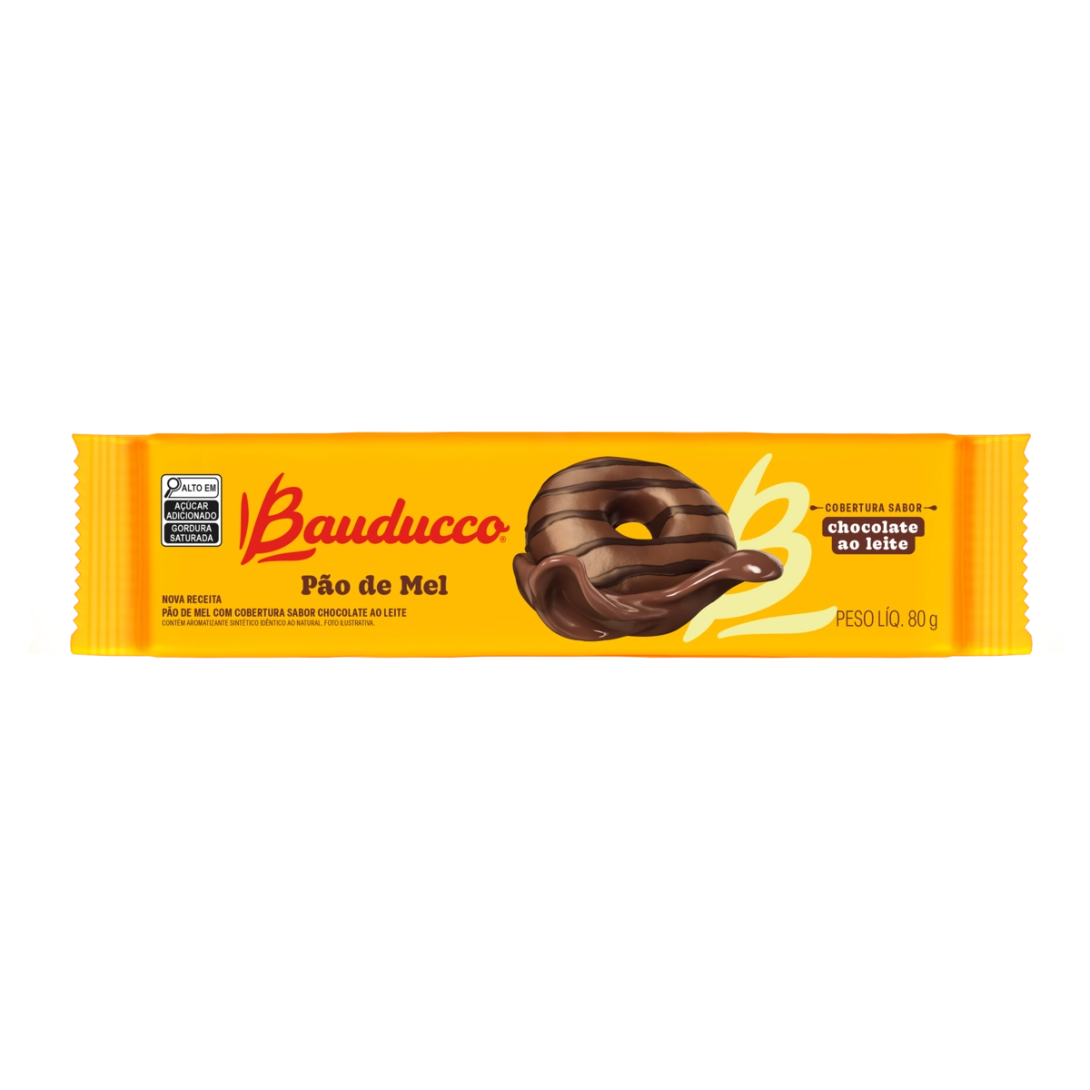 Pão De Mel Cobertura Chocolate Ao Leite Bauducco Pacote 80g