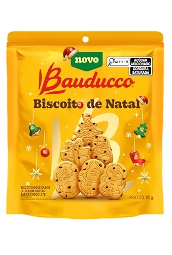 Biscoito De Natal Leite Com Lascas De Chocolate Bauducco 110g