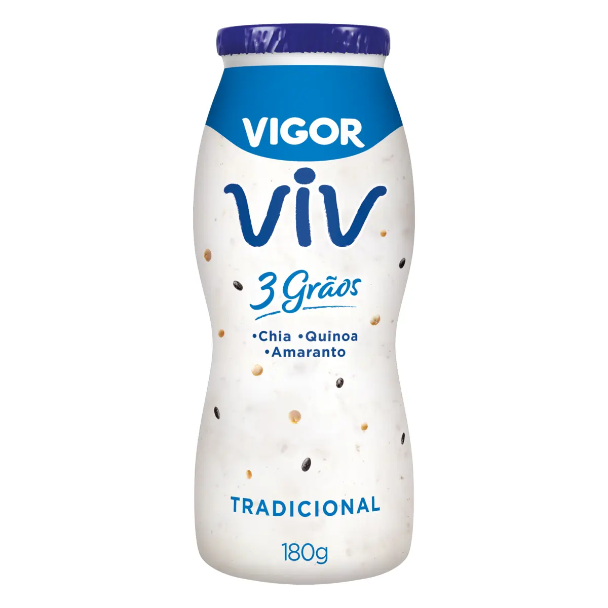 Iogurte Parcialmente Desnatado Tradicional Vigor Viv 3 Grãos Frasco 180g