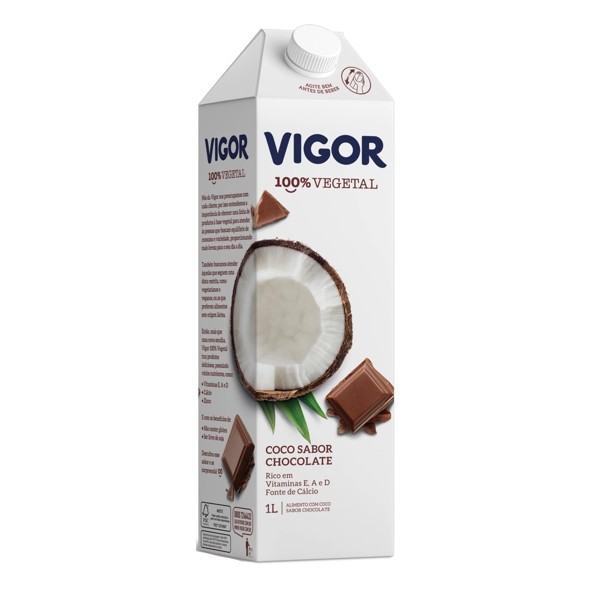 Bebida à Base De Coco Chocolate Vigor Caixa 1l
